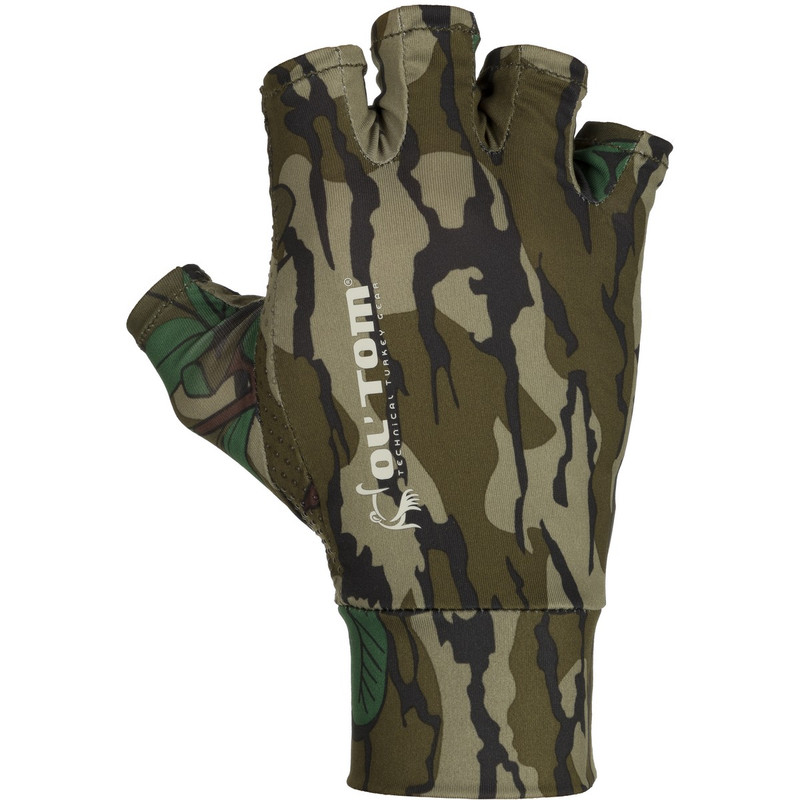 Ol'Tom Fingerless Stretch Fit Gloves in Mossy Oak Greenleaf Color